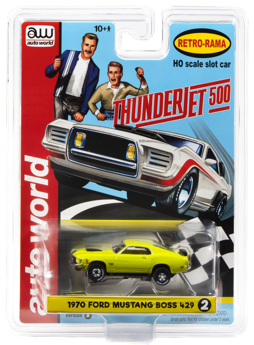 "PRE-ORDER" Auto World Thunderjet 1970 Ford Mustang Boss 429 Version B (Grabber Green) HO Scale Slot Car (DUE OCTOBER 2026)