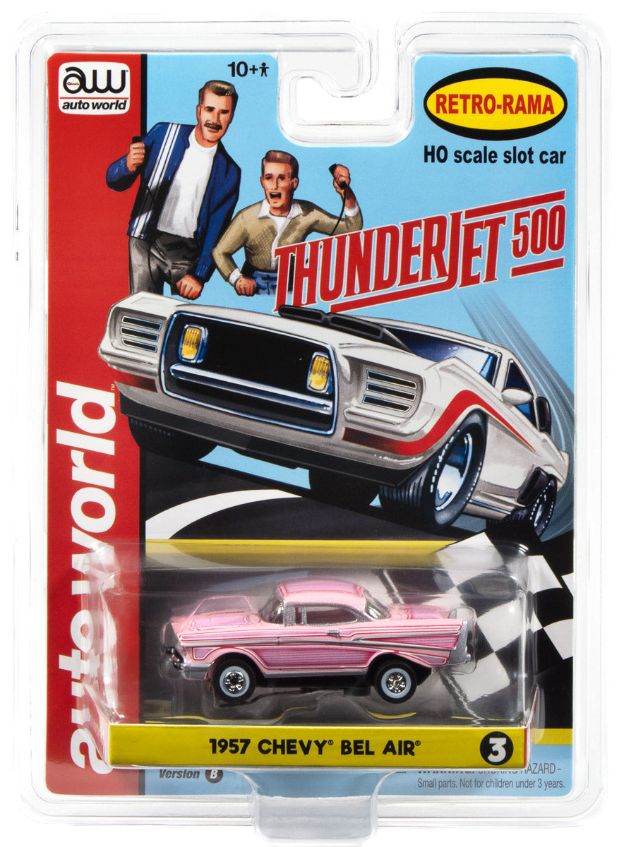 "PRE-ORDER" Auto World Thunderjet 1957 Chevrolet Bel Air Lowrider Version B (Pink) HO Scale Slot Car (DUE OCTOBER 2026)