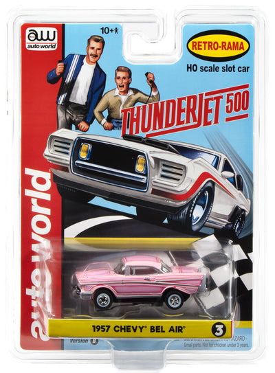 "PRE-ORDER" Auto World Thunderjet 1957 Chevrolet Bel Air Lowrider Version B (Pink) HO Scale Slot Car (DUE OCTOBER 2026)