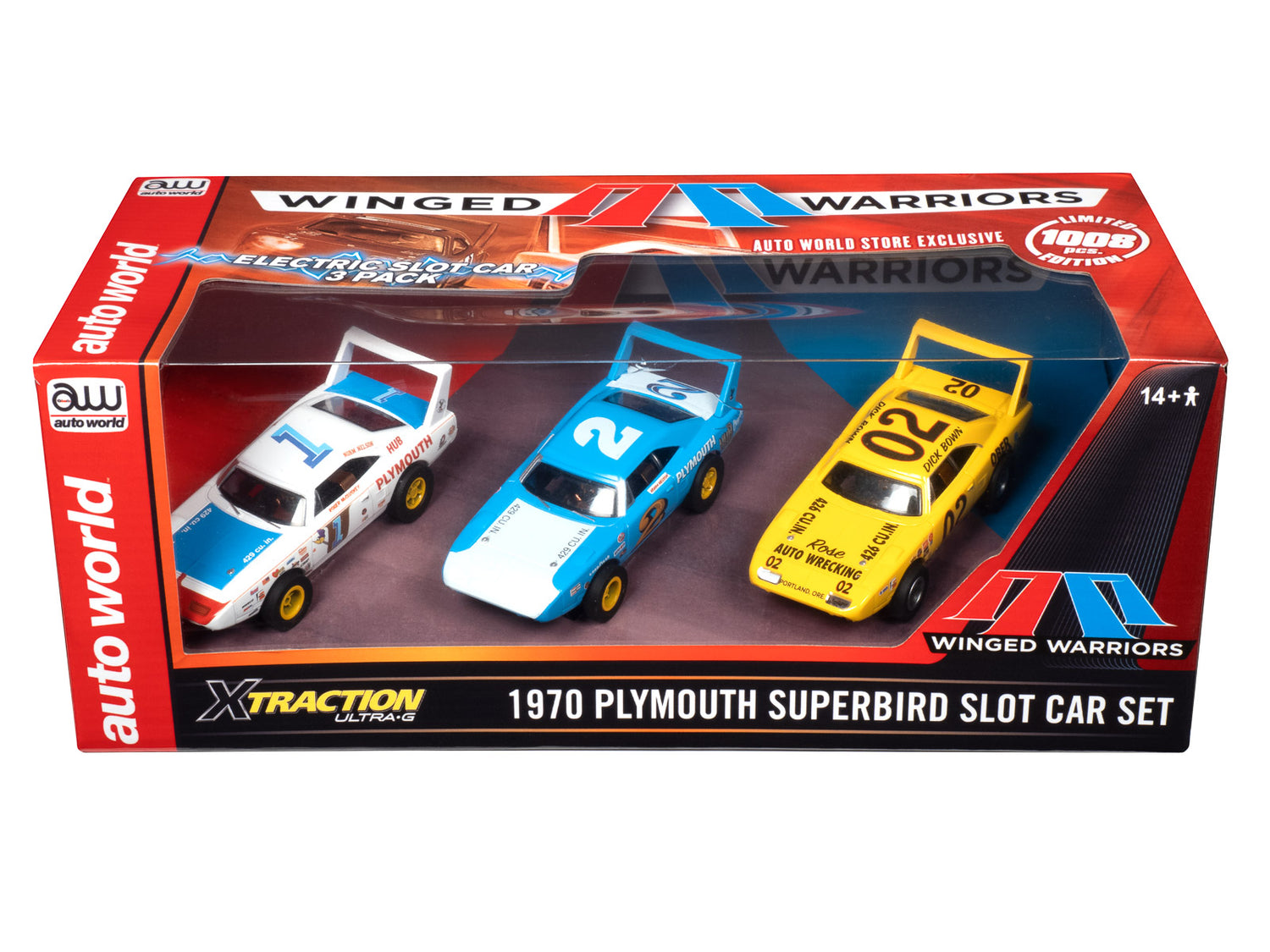 Auto World Xtraction 1970 Plymouth Superbird (3 Car Set) (AW Exclusive) Slot Cars HO Scale