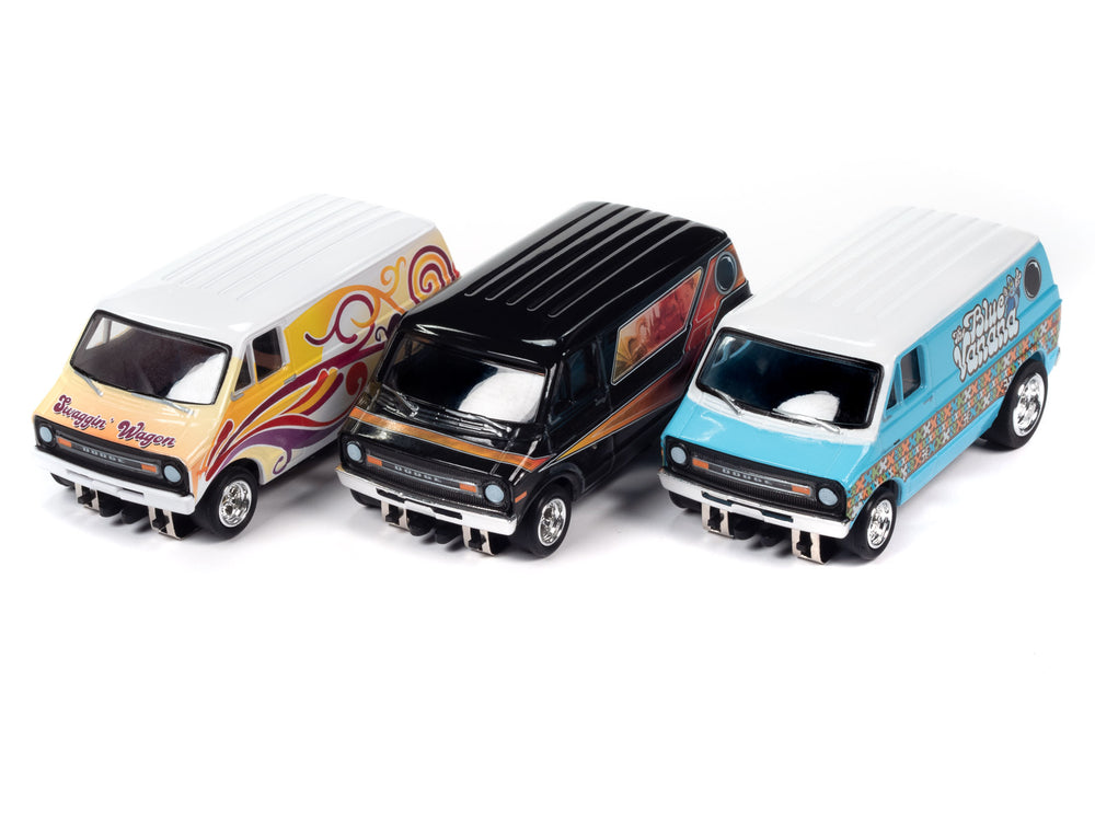 Auto World 4Gear 1973 Dodge Van (3 Car Set) (AW Exclusive) Slot Cars HO Scale