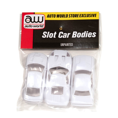 Auto World Xtraction '08 Challenger, '05 Ford GT, '21 Charger Hellcat HO Scale Unpainted Bodies (3-pack)