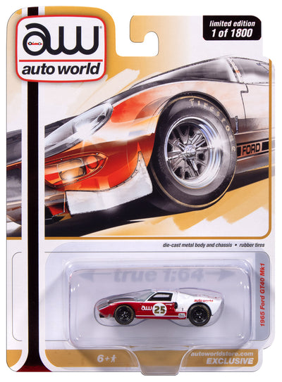"PRE-ORDER" Auto World 1965 Ford GT40 Mk1 (Auto World Store Exclusive) 1:64 Diecast (DUE APRIL 2026)