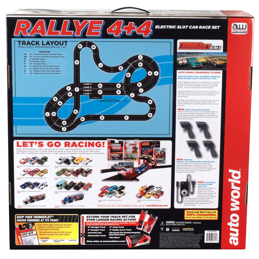 Auto World Rallye 4+4 Slot Race Set HO Scale
