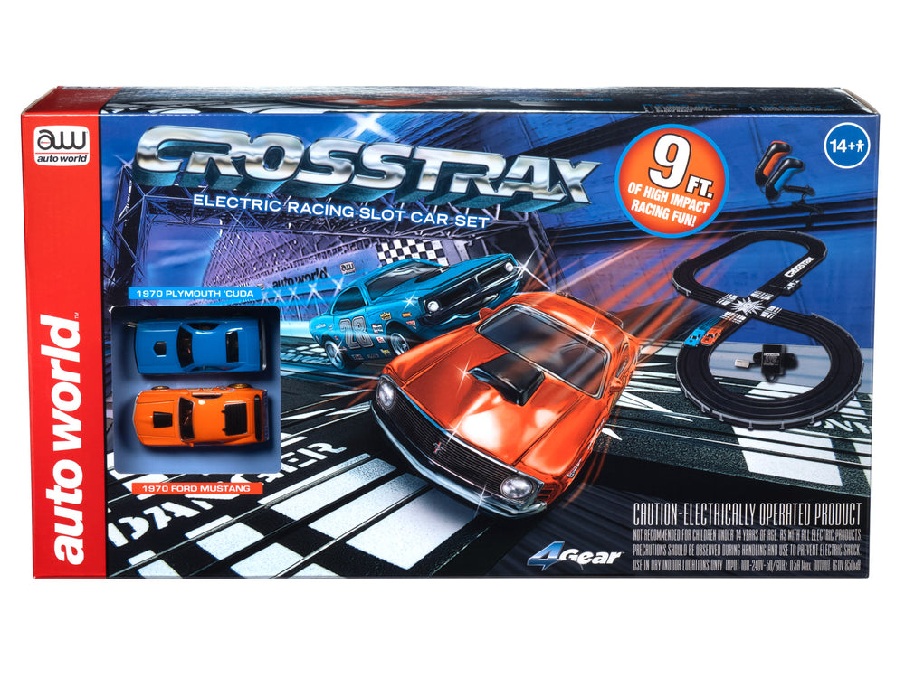 Auto World CrossTrax Road Course 9' Slot Race Set