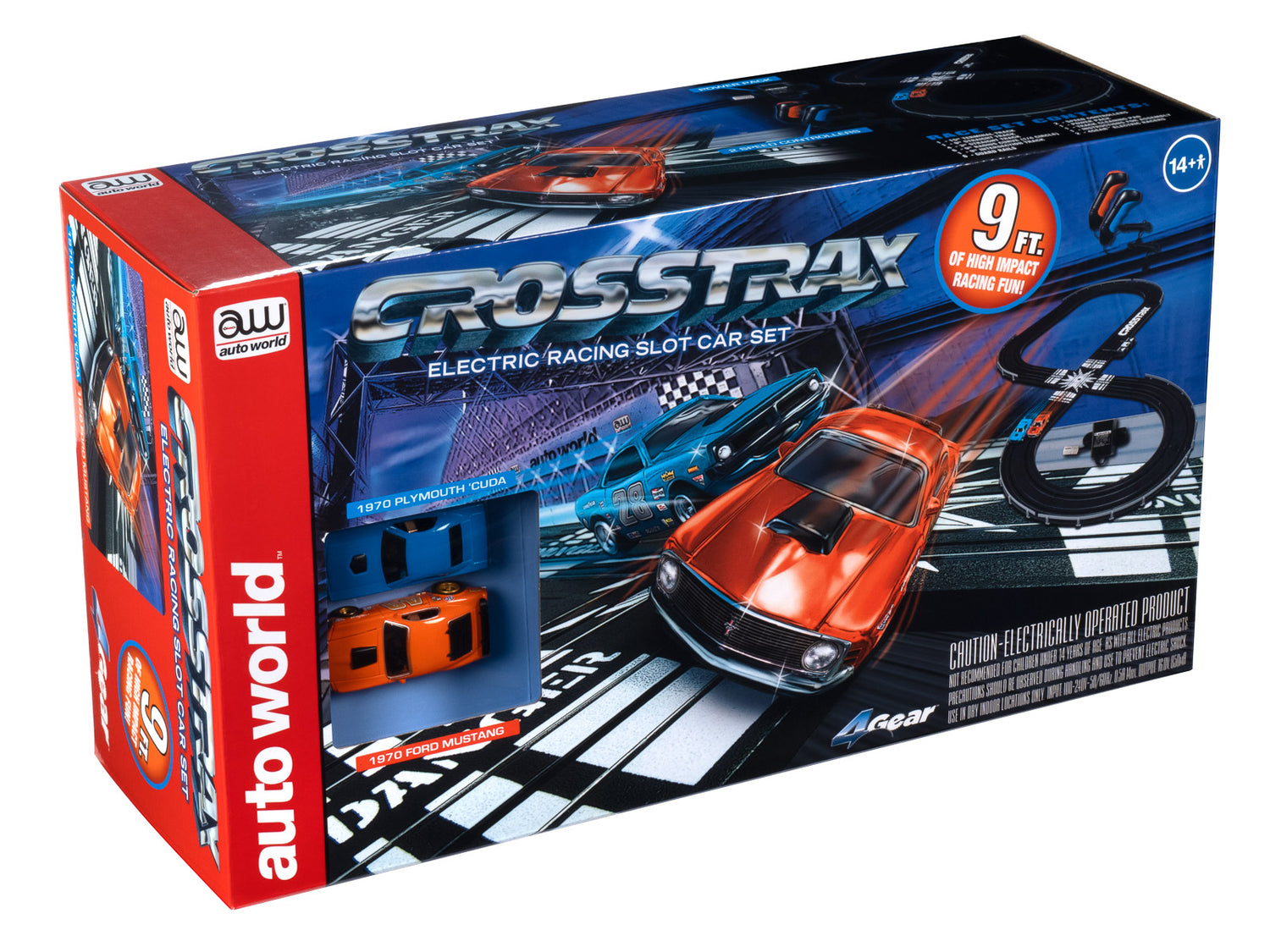 Auto World CrossTrax Road Course 9' Slot Race Set