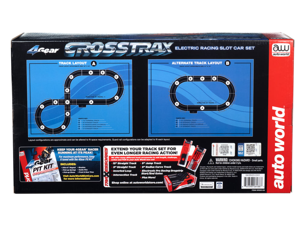 Auto World CrossTrax Road Course 9' Slot Race Set