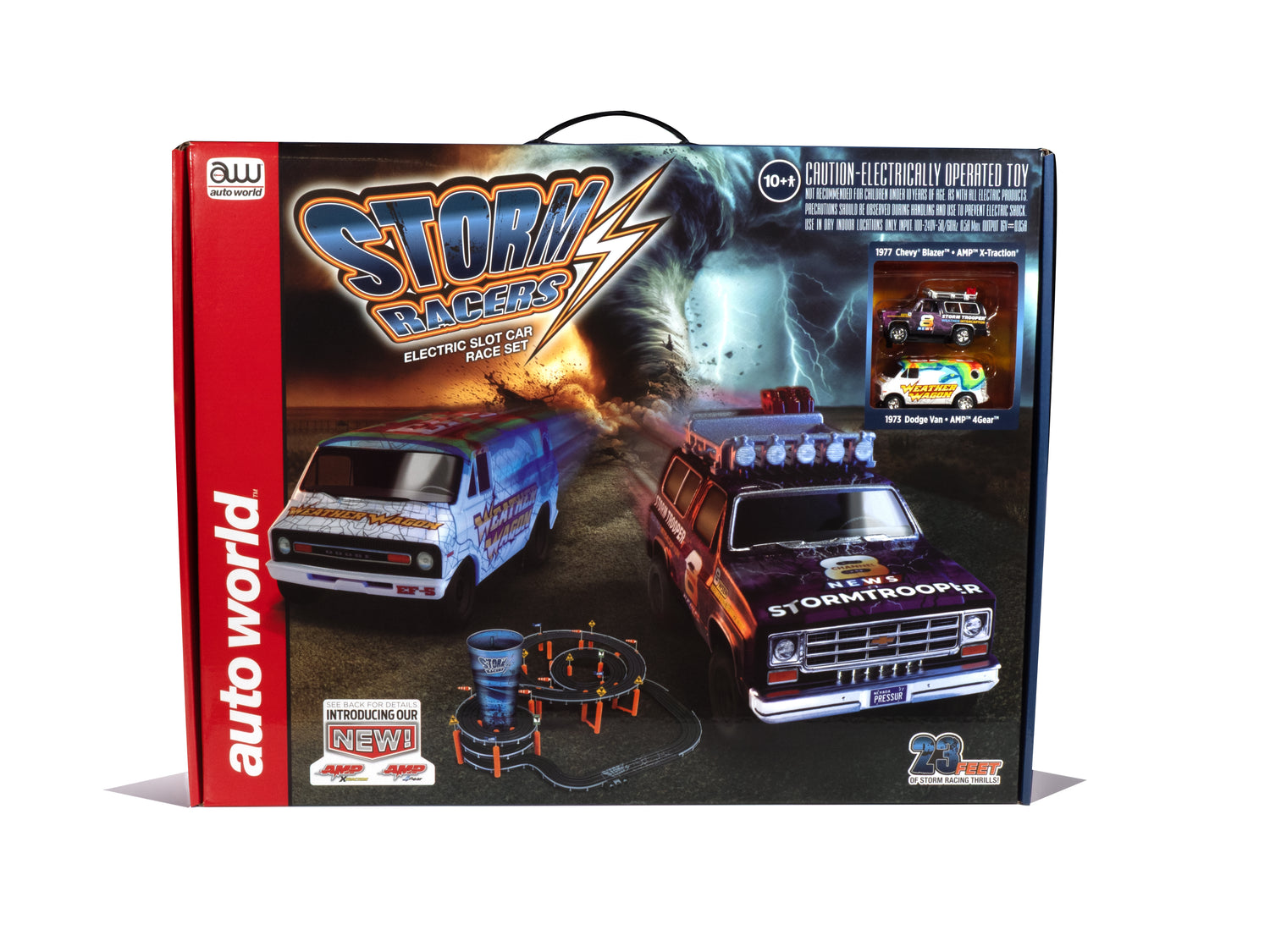 "PRE-ORDER" Auto World 23' Storm Racers Slot Race Set HO Scale (DUE OCTOBER 2025)