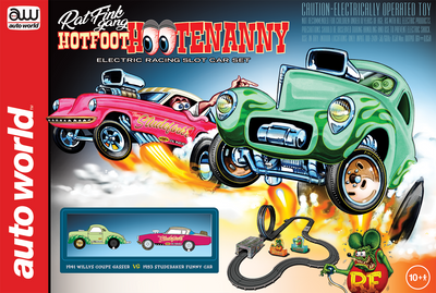 "PRE-ORDER" Auto World 14.5' Rat Fink Gang Hotfoot Hootenanny Slot Race Set HO Scale (DUE NOVEMBER 2026)