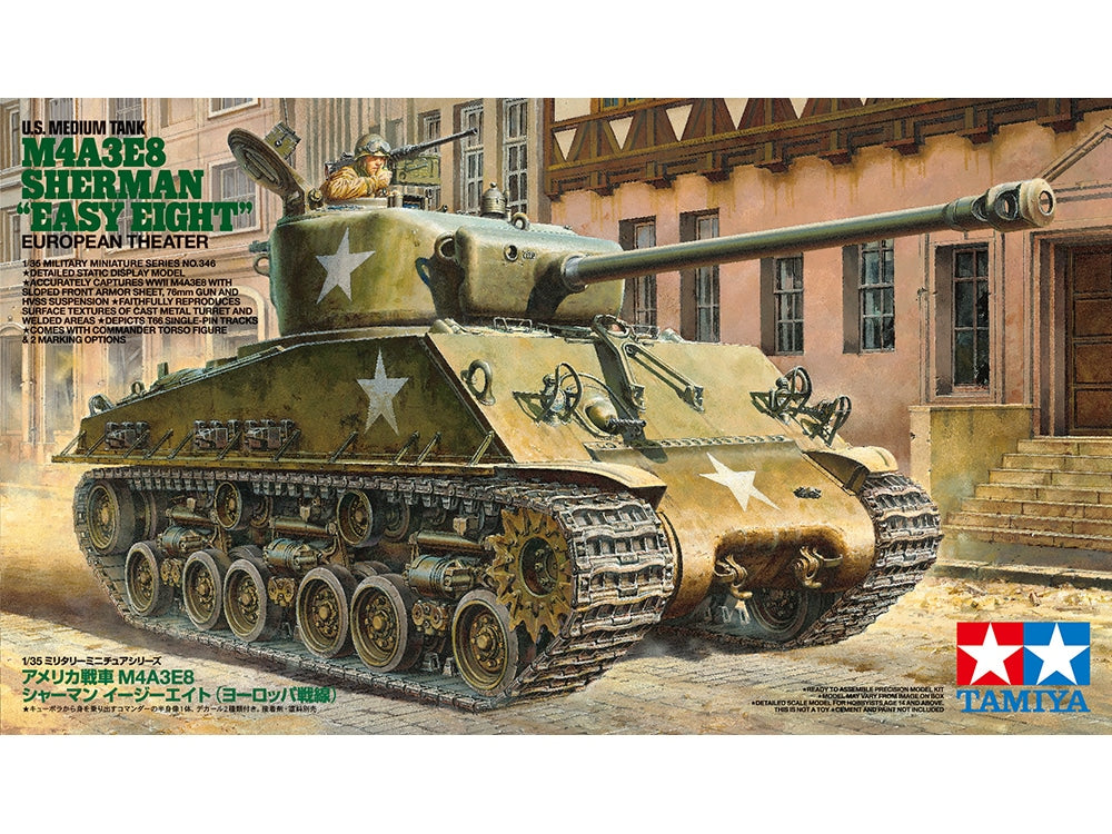 Tamiya US M4A3E8 Sherman Easy Eight Tank European Theater 1/35 Scale Model Kit