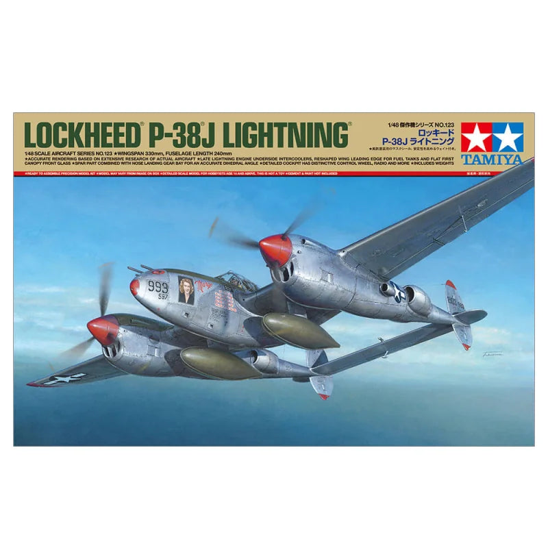 Tamiya P-38J Lightning Fighter 1/48 Scale Model Kit