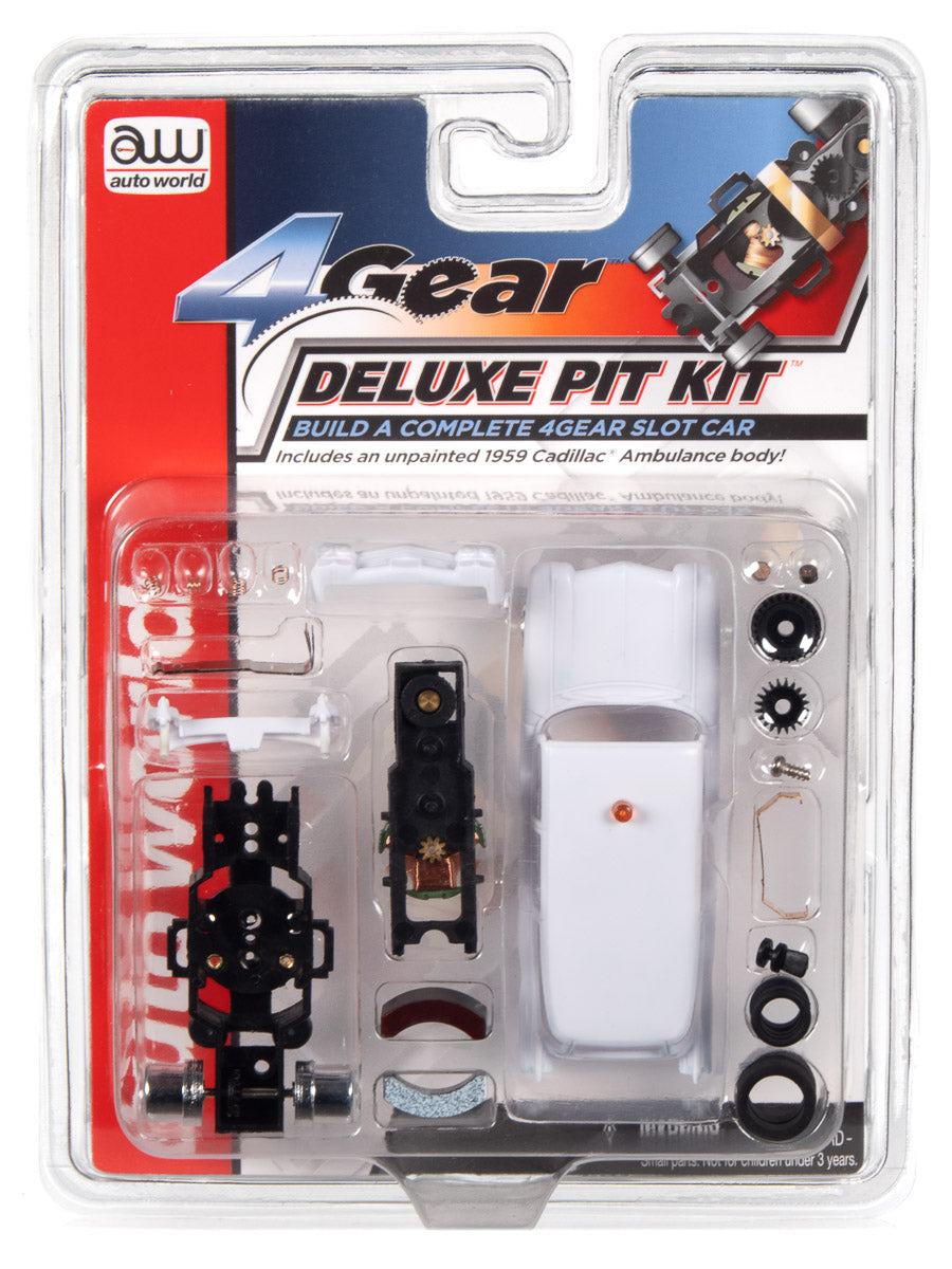 Auto World 4 Gear Deluxe Pit Kit (w/1959 Cadillac Ambulance Body) HO Scale