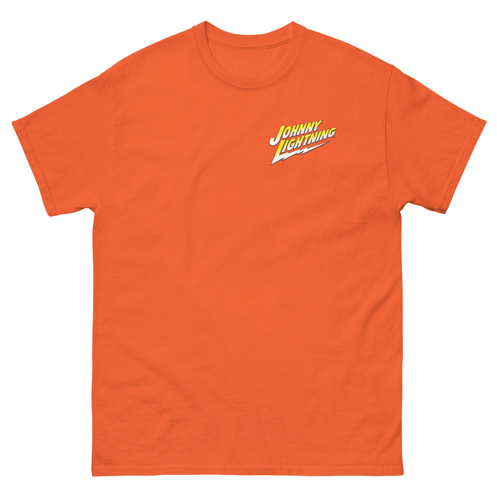 JOHNNY LIGHTNING "SPEED SHOP" LOGO PRINTED T-SHIRT (FRONT AND BACK)