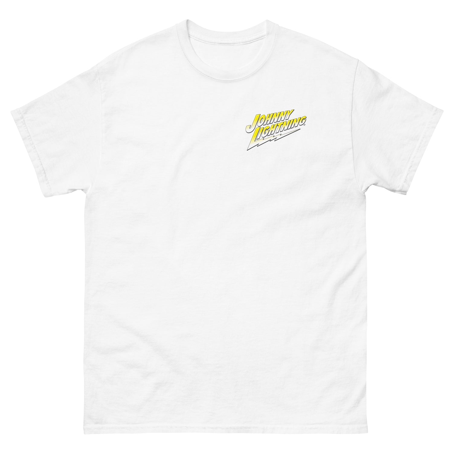 JOHNNY LIGHTNING "SPEED SHOP" LOGO PRINTED T-SHIRT (FRONT AND BACK)