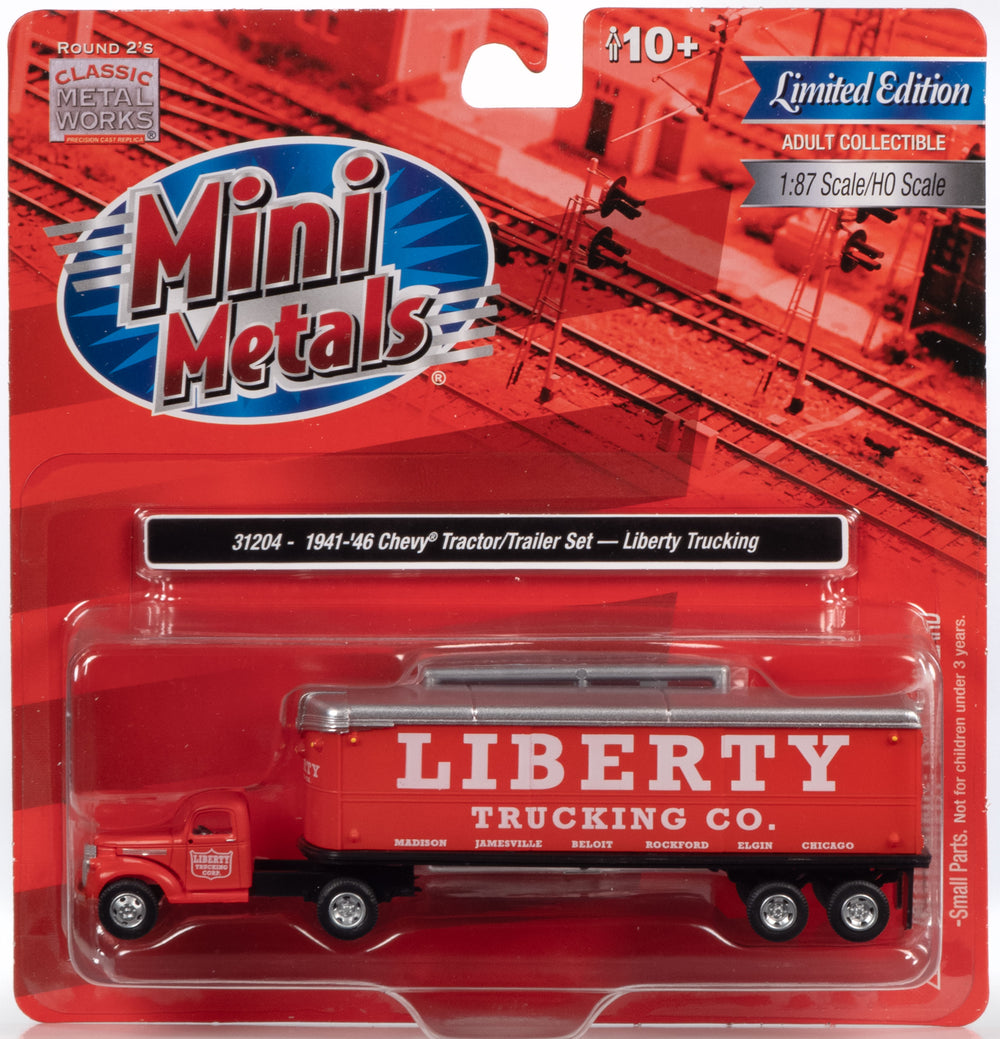 Classic Metal Works 1941 - 1946 Chevy Semi/Trailer Set Liberty Trucking Co. 1:87 HO Scale