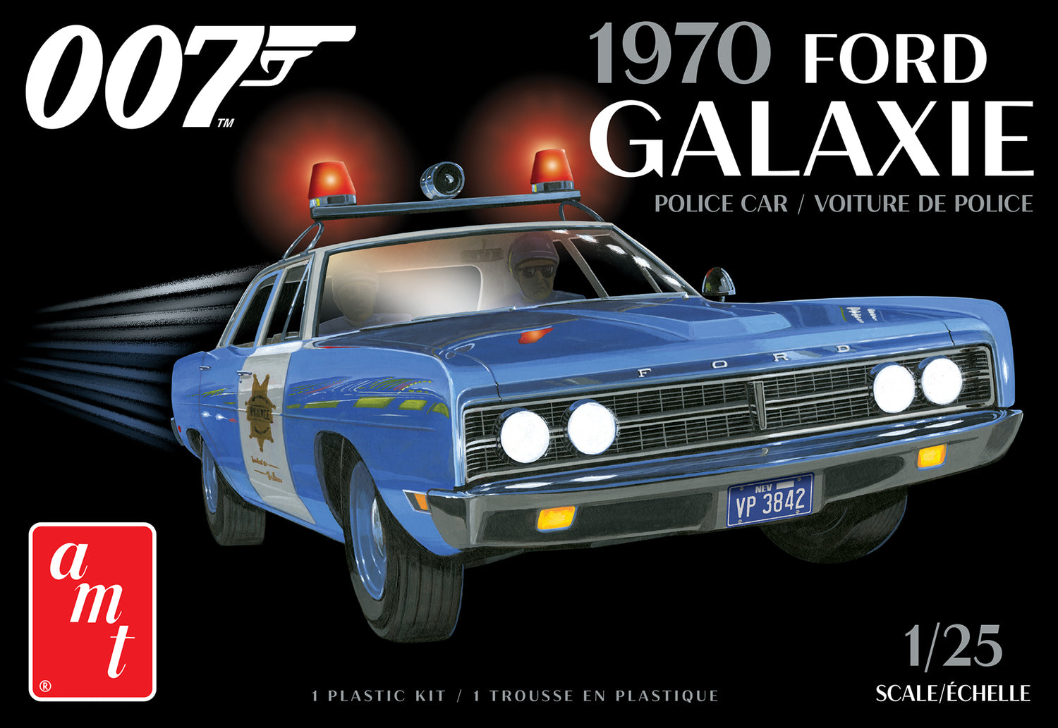 AMT 1970 Ford Galaxie Police Car (James Bond) 1:25 Scale Model Kit
