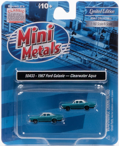 Classic Metal Works 1967 Ford Galaxie (Clearwater Aqua & White) (2-Pack) 1:160 N Scale