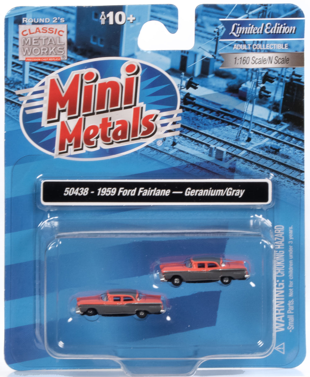 Classic Metal Works 1959 Ford Fairlane (Geranium/Gunsmoke Gray) (2-Pack) 1:160 N Scale