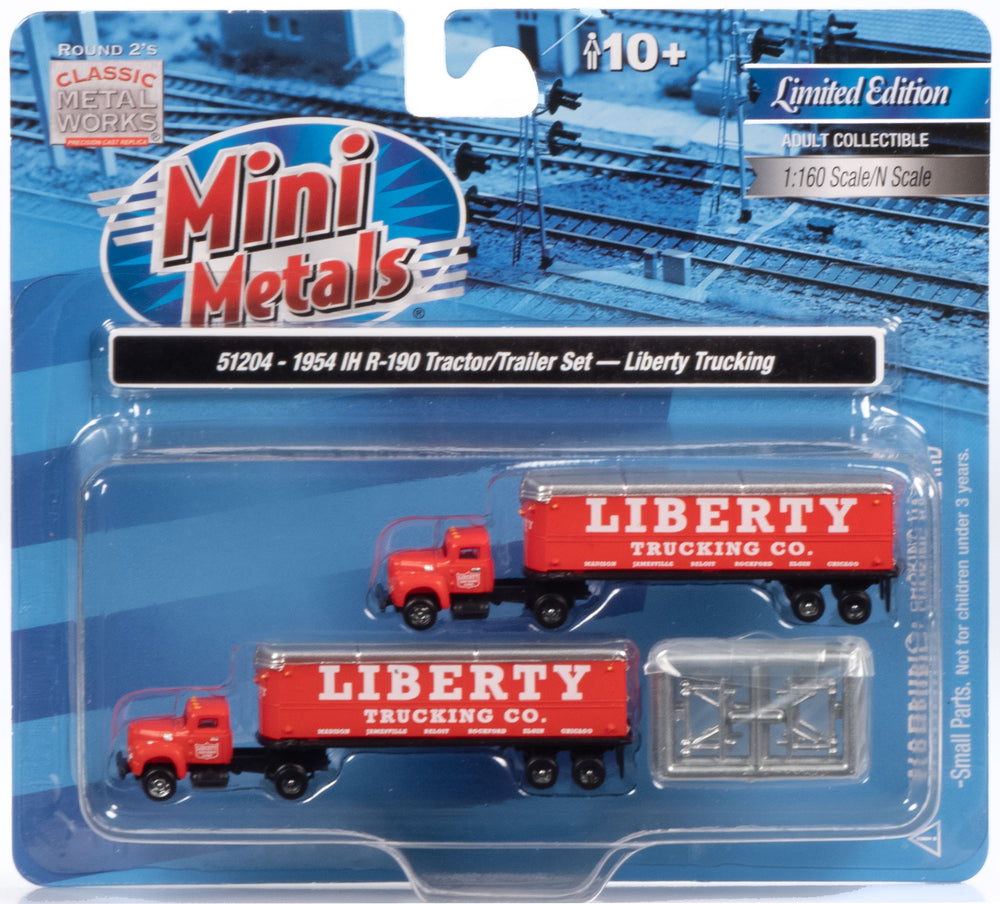 Classic Metal Works 1954 IH R-190 Semi/Trailer Set Liberty Trucking Co. (2-Pack) 1:160 N Scale