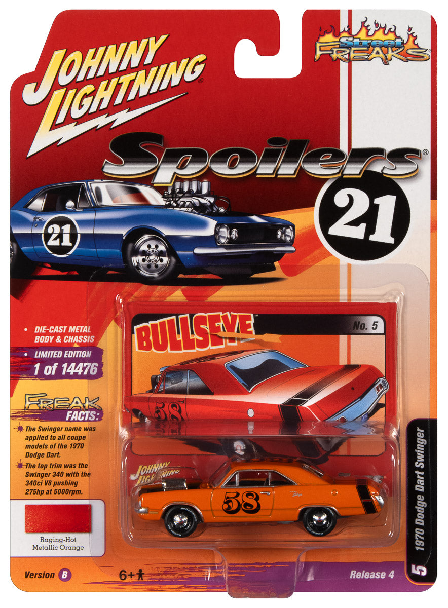 Johnny Lightning Street Freaks 1970 Dodge Dart (Spoilers) (Metallic Red-Orange w/Black Stripe) 1:64 Scale Diecast