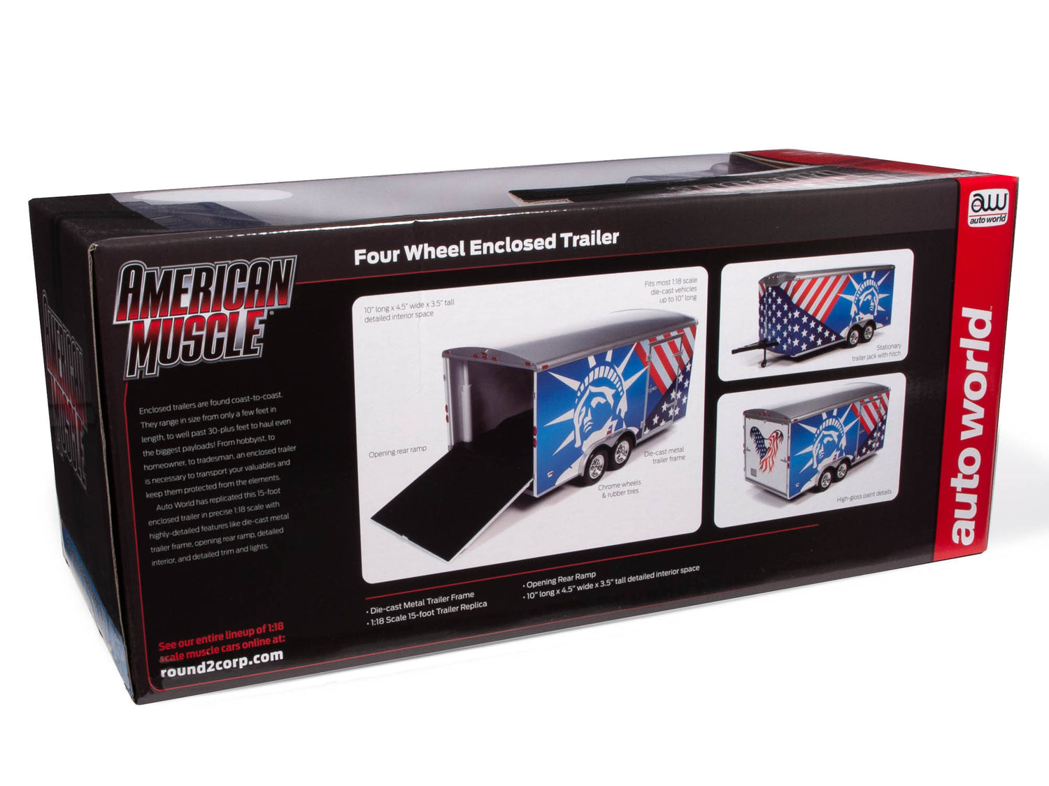 American Muscle Enclosed Trailer Patriotic 1:18 Scale Diecast