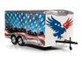 Front view of the American Muscle Enclosed Trailer (Patriotic Brave & Bold) 1:18 Scale Diecast