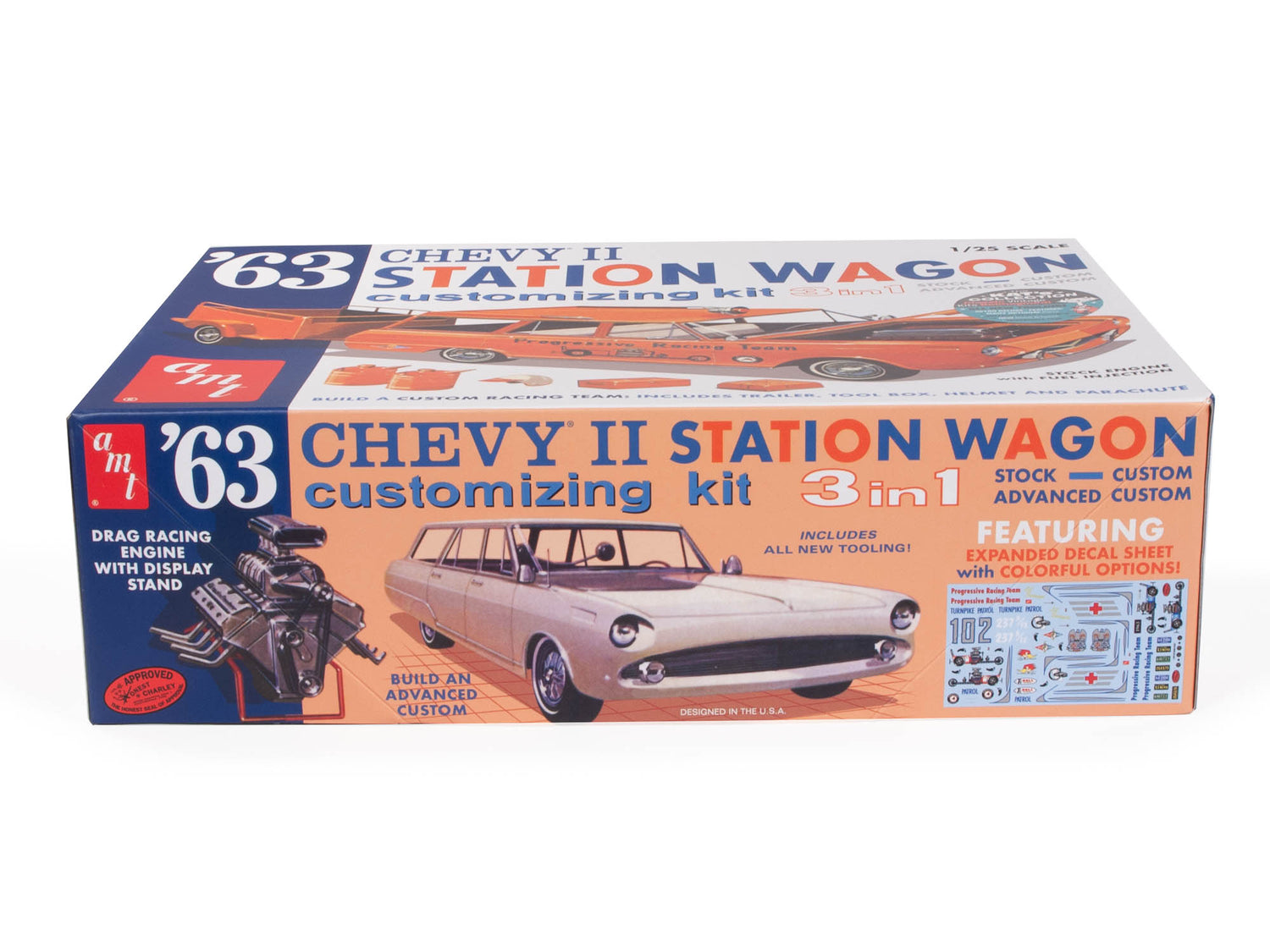 AMT 1963 Chevy II Station Wagon w/Trailer 1:25 Scale Model Kit