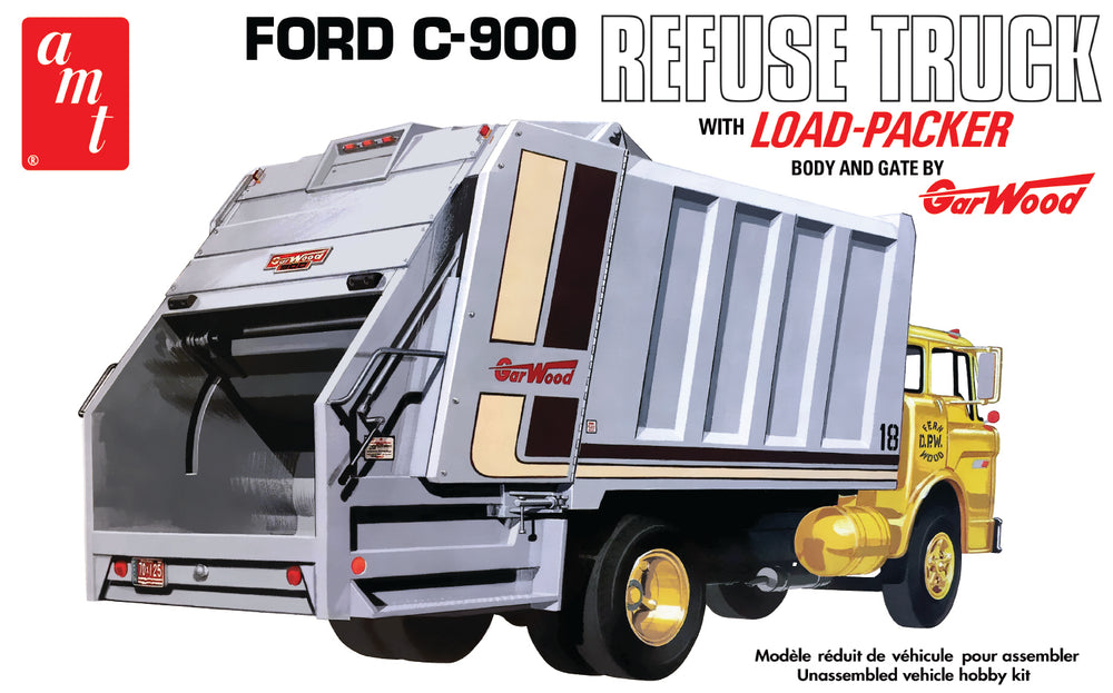 AMT Ford C-900 Gar Wood Load Packer Garbage Truck 1:25 Scale Model Kit box cover