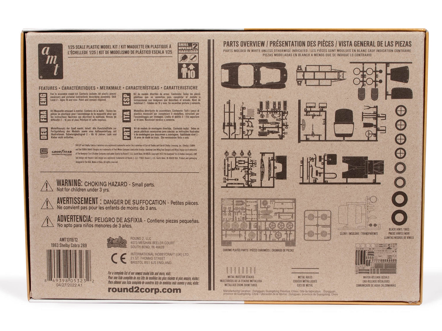 AMT Shelby Cobra 289 1:25 Scale Model Kit parts overview