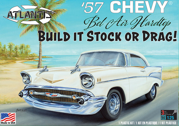 Atlantis 1957 Chevy Bel Air Stock/Drag 1:25 Scale Model Kit | Auto