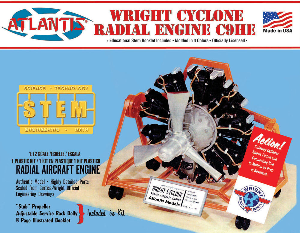 Atlantis Wright Cyclone 9 Radial Engine 1:12 Scale Model Kit