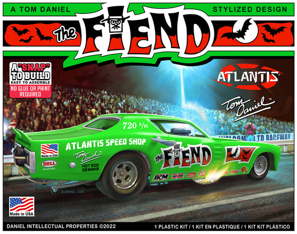 サメのりプレネールさん ガレージキット Atlantis Tom Daniel Fiend Funny Car 1:32 Scale SNAP Model Kit