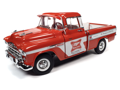 Auto World 1957 Chevy Cameo Pickup Miller High Life 1:18 Scale Diecast