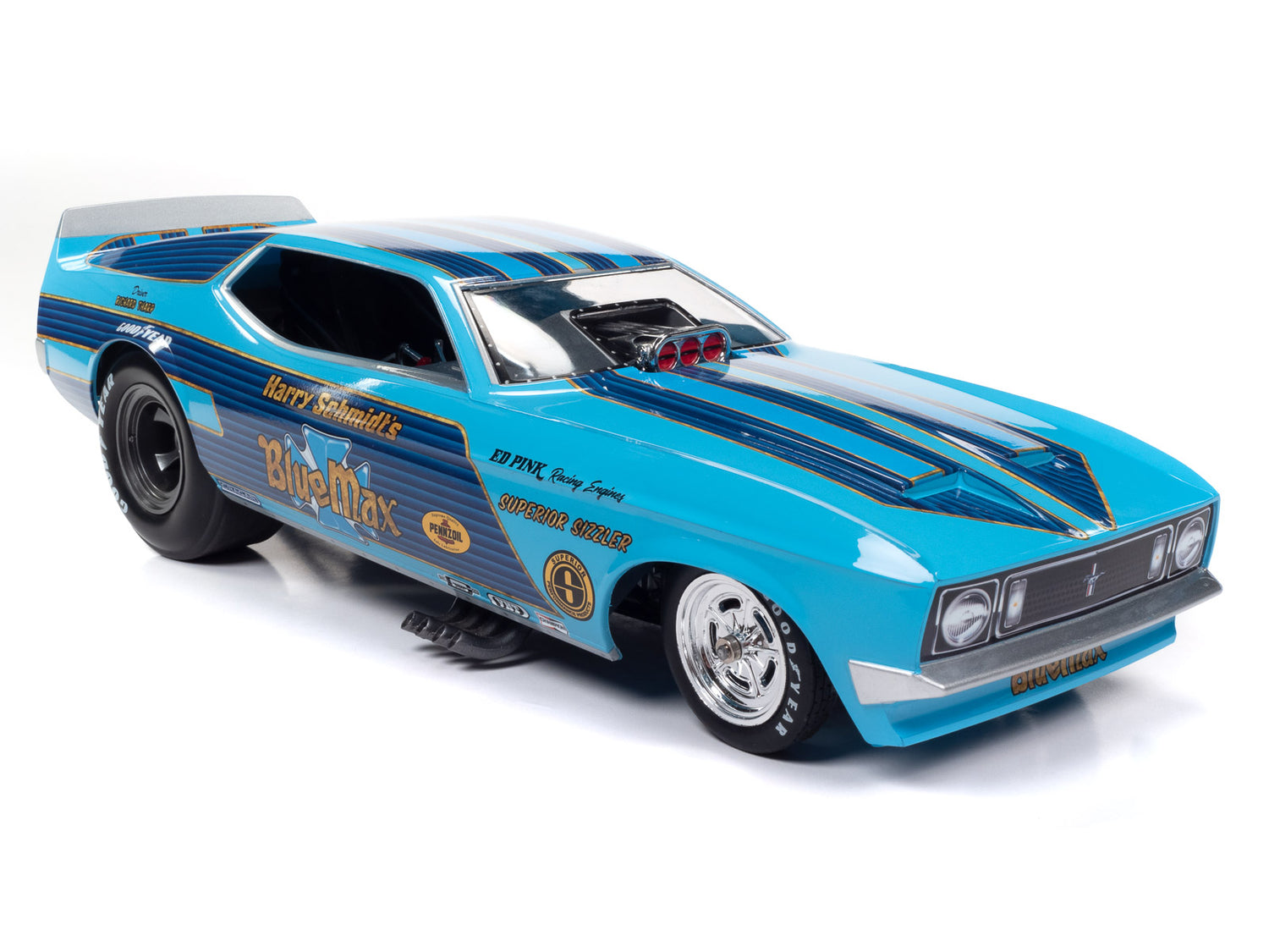 Auto World Blue Max 1973 Ford Mustang Funny Car (Legends of the Quarter Mile) 1:18 Scale Diecast