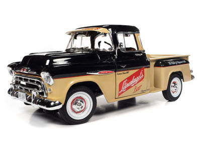 Auto World 1957 Chevrolet 3100 Stepside Pickup Truck Leinenkugel's 1:18 Scale Diecast