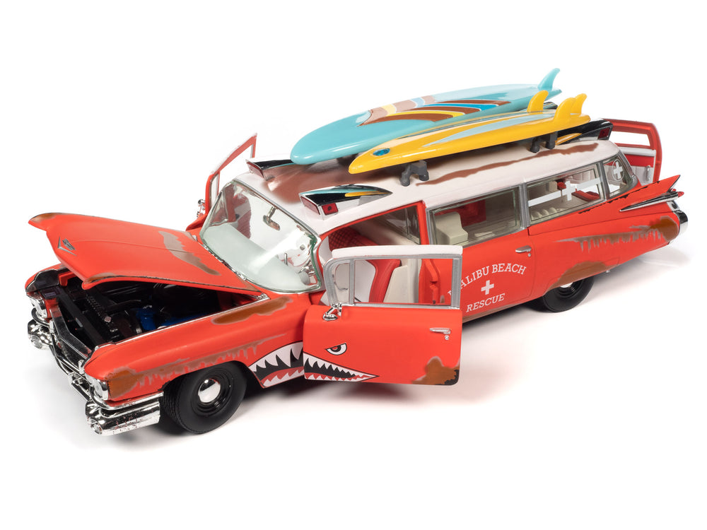 Auto World 1959 Cadillac Eldorado Ambulance Surf Shark 1:18 Scale Diecast