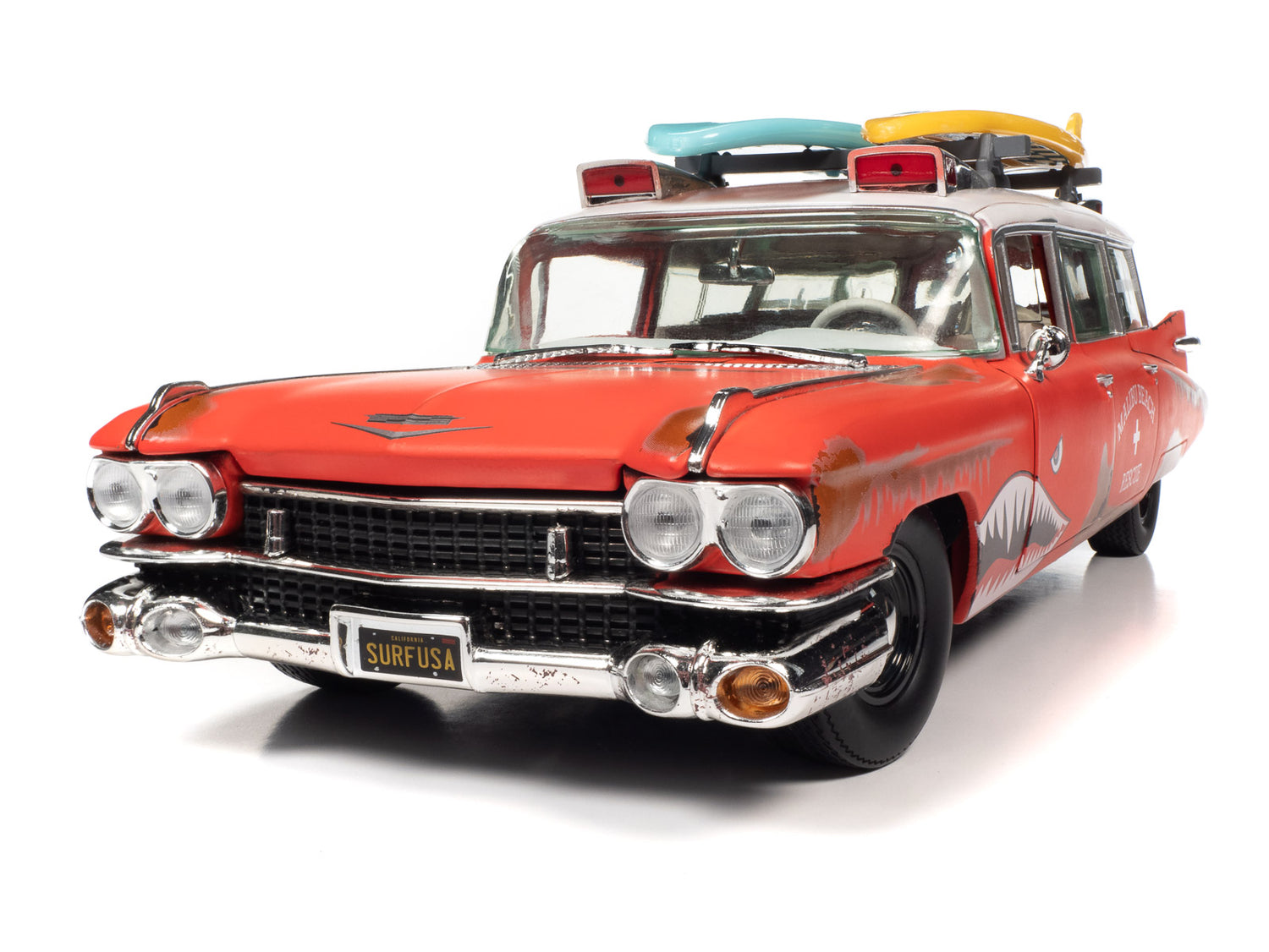 Auto World 1959 Cadillac Eldorado Ambulance Surf Shark 1:18 Scale Diecast