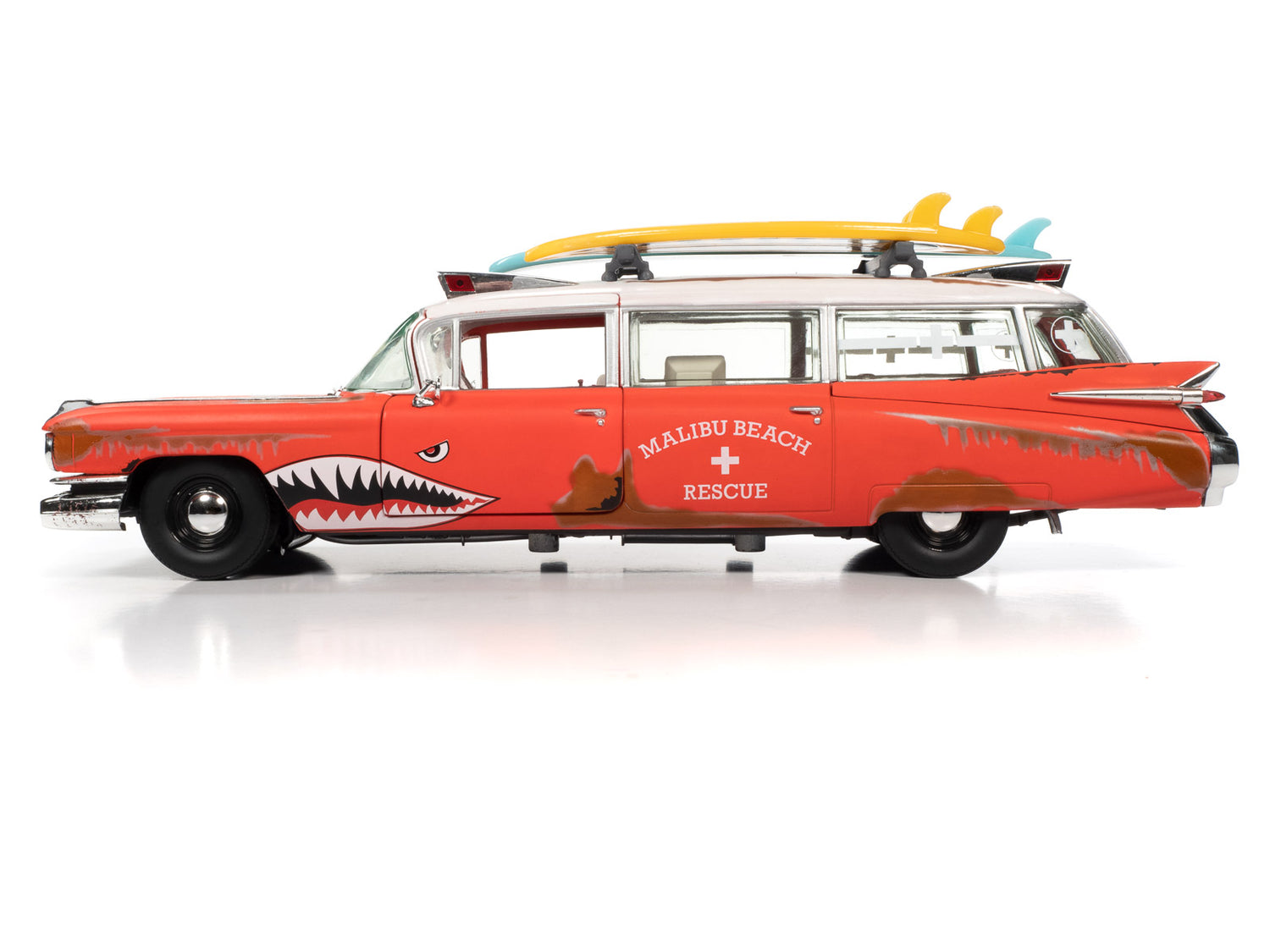 Auto World 1959 Cadillac Eldorado Ambulance Surf Shark 1:18 Scale Diecast