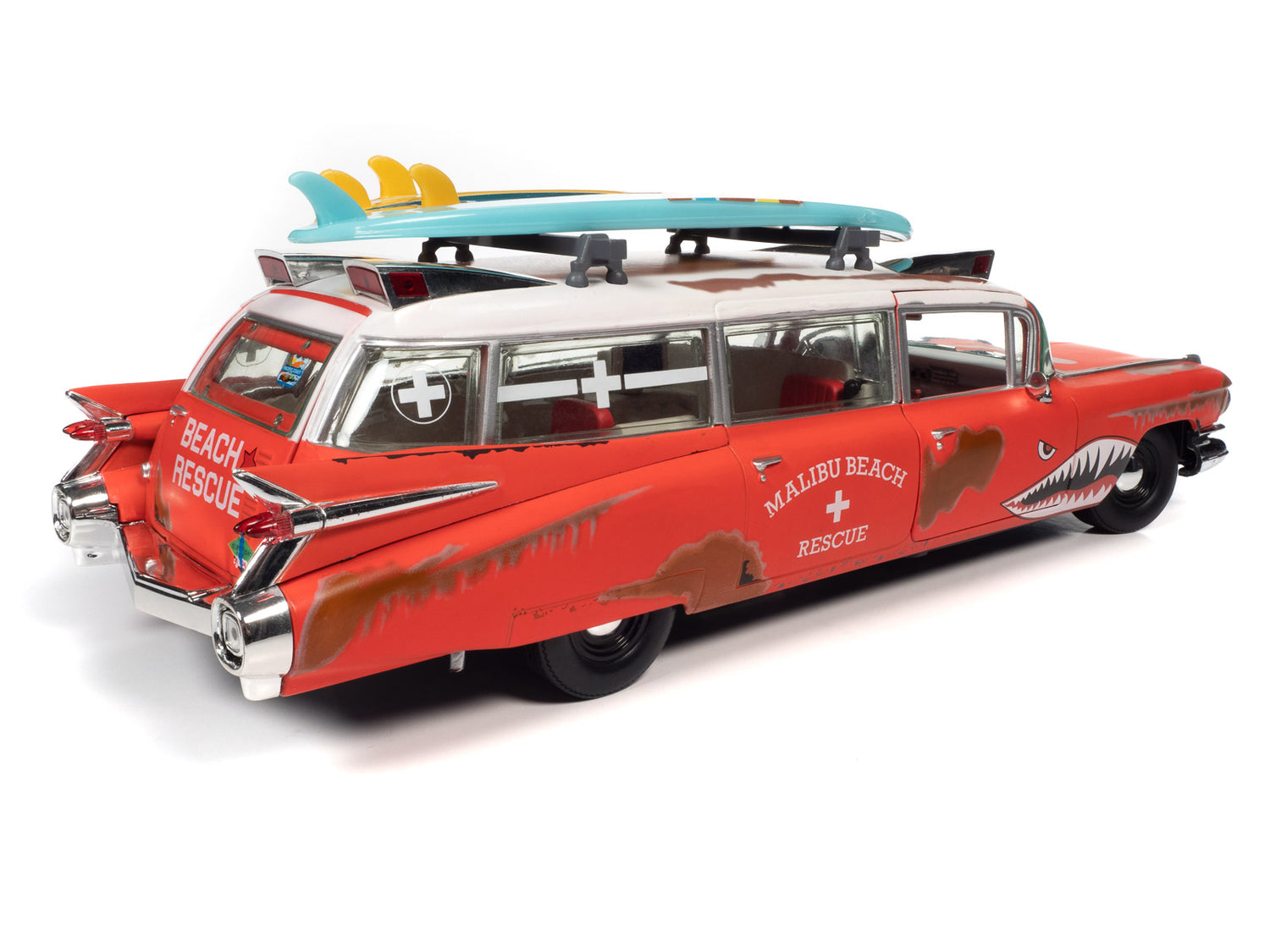 Auto World 1959 Cadillac Eldorado Ambulance Surf Shark 1:18 Scale Diecast