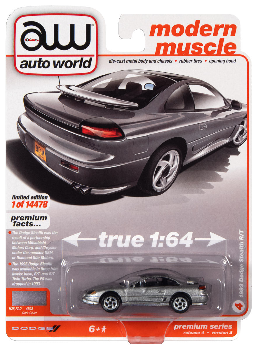 Auto World 1993 Dodge Stealth R/T (Dark Silver ) 1:64 Diecast