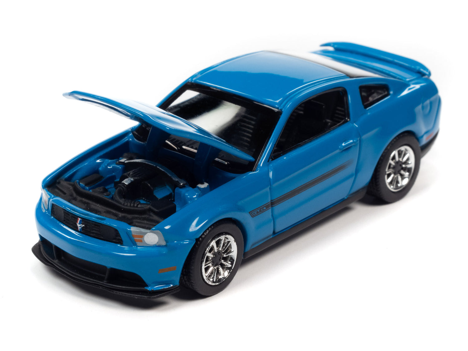 Auto World 2012 Mustang GT/CS (Grabber Blue w/Black Hood Stripes & Black GT/CS Side Stripes) 1:64 Diecast