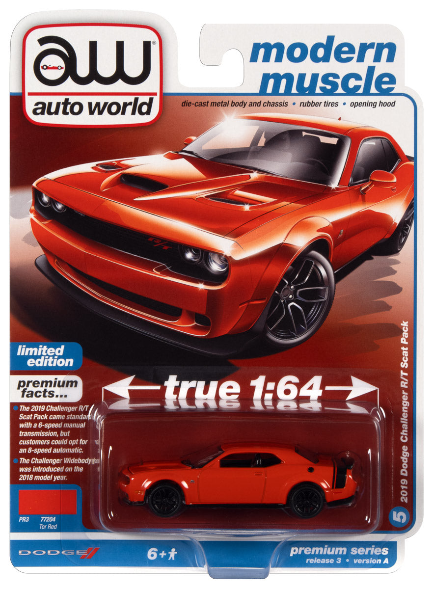 Auto World 2019 Dodge Challenger R/T Scat Pack (Tor Red) 1:64 Diecast