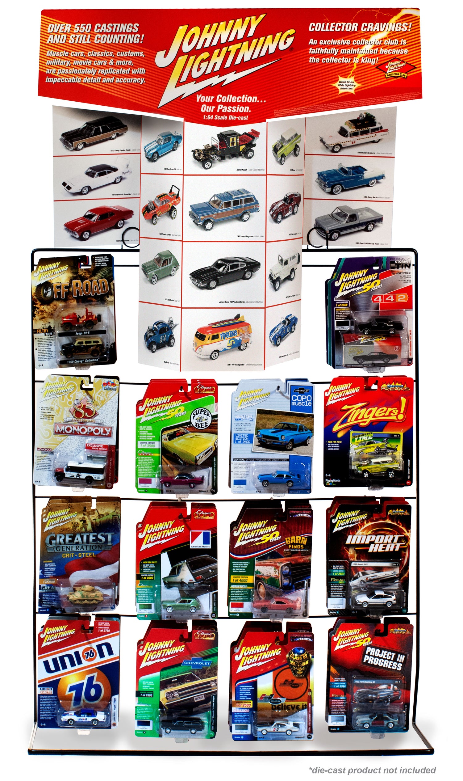 Johnny Lightning Counter Display Rack for 1:64 Diecast (CARS NOT INCLUDED)