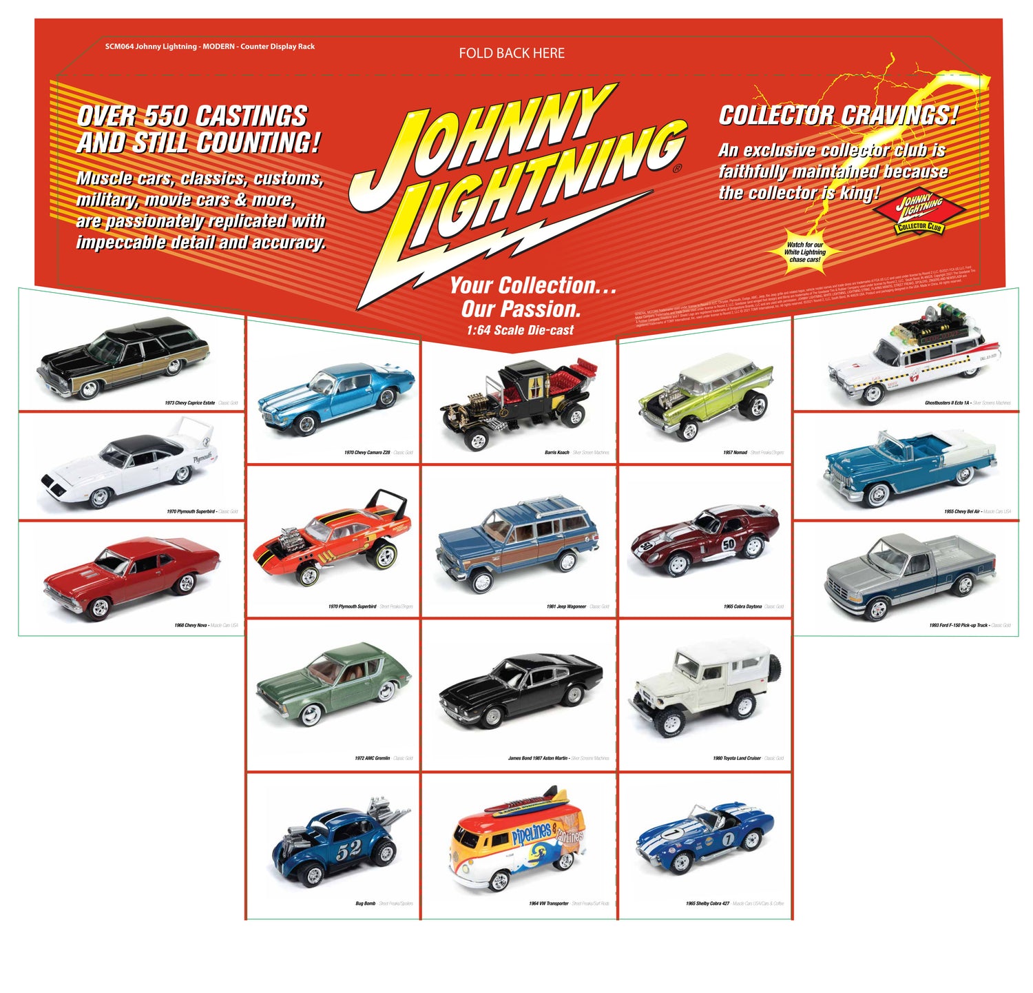 Johnny Lightning Counter Display Rack for 1:64 Diecast (CARS NOT INCLUDED)