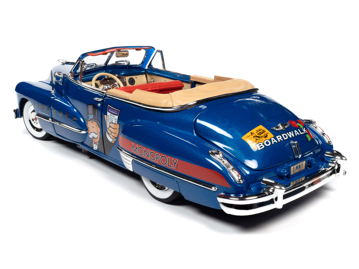 Auto World Monopoly 1947 Cadillac Convertible w/Resin Figure 1:18 Scale Diecast