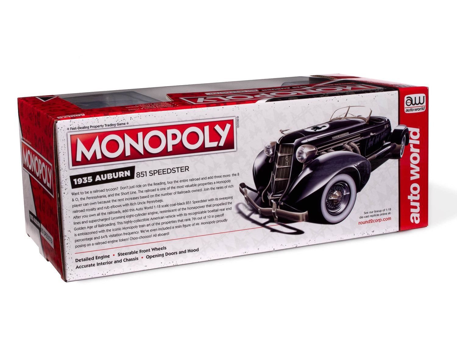 Auto World Monopoly 1935 Auburn 851 Speedster Monopoly 1:18 Scale Diecast