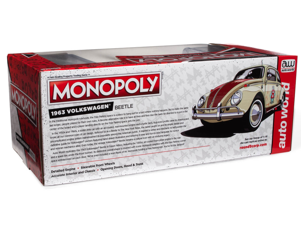 Auto World 1963 Volkswagen Beetle Monopoly Free Parking 1:18 Scale Diecast