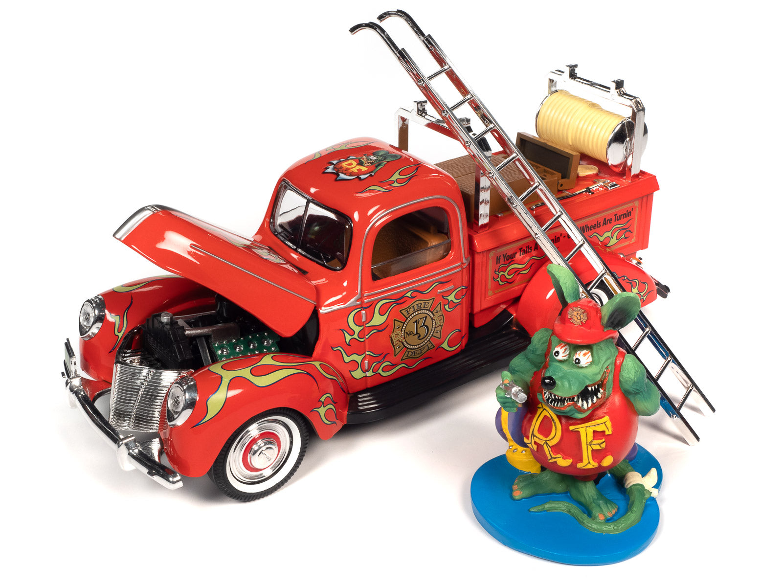 Auto World Rat Fink Fire Truck w/Resin Figure 1:18 Scale Diecast 
