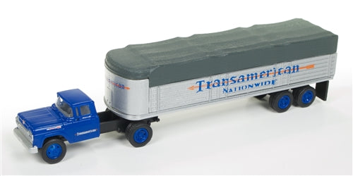 Classic Metal Works 60 FORD TRACTOR w-COVERED WAGON TRAILER TRANSAMERICAN TRUCKING 1:87 HO Scale