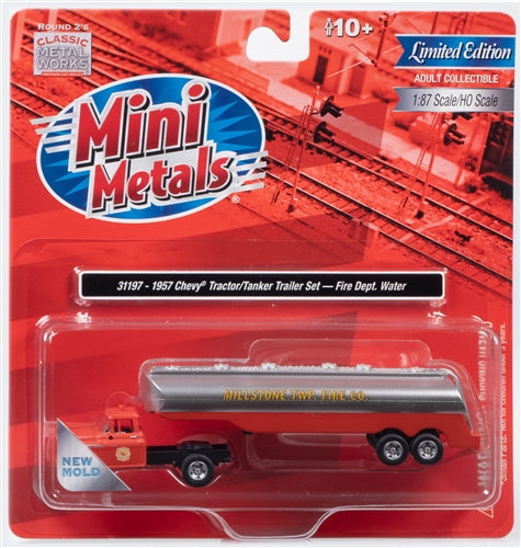 Classic Metal Works 1957 Chevy w-Tanker Trailer (Millstone Township Fire Dept) 1:87 HO Scale